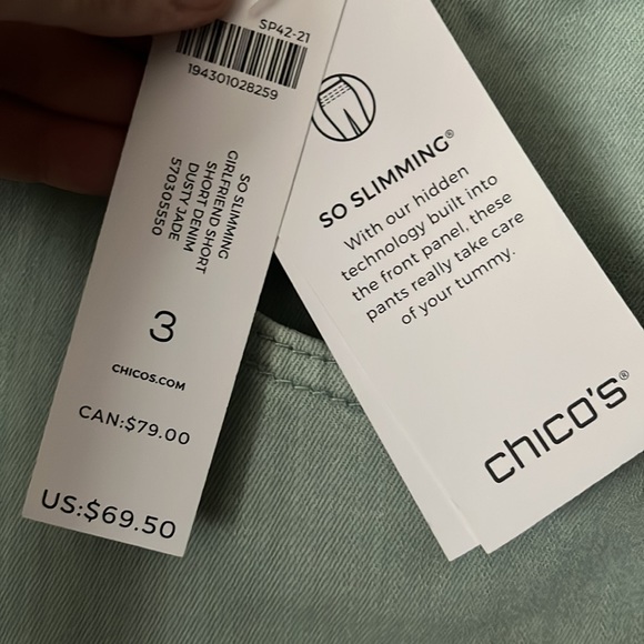Chicos, stretch, mint green size 3 shorts - Picture 4 of 4